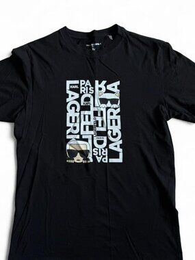 Karl Lagerfeld Paris Men’s T-Shirt - Black Graphic Tee - Size S